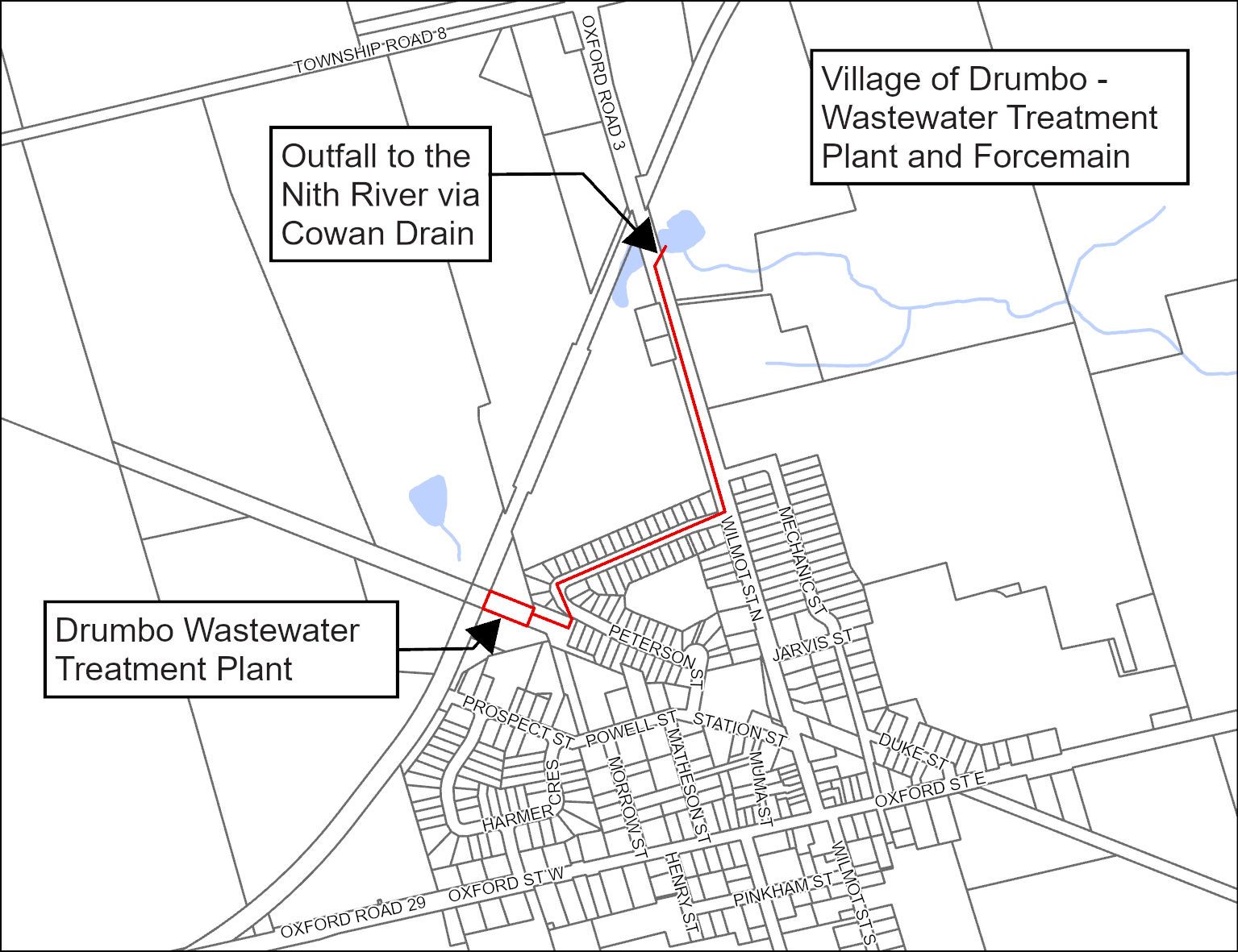 map of the Drumbo WWTP
