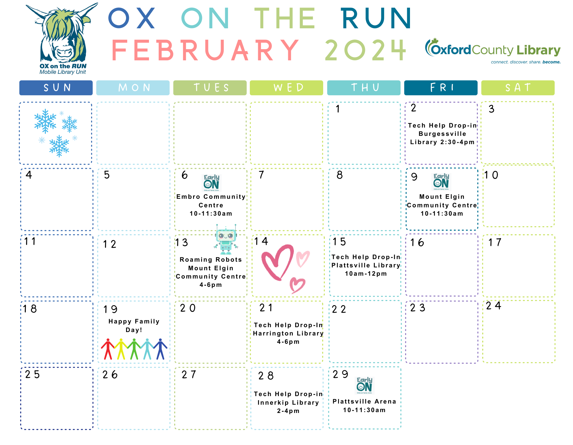 February 2024 Ox on the Run Calendar