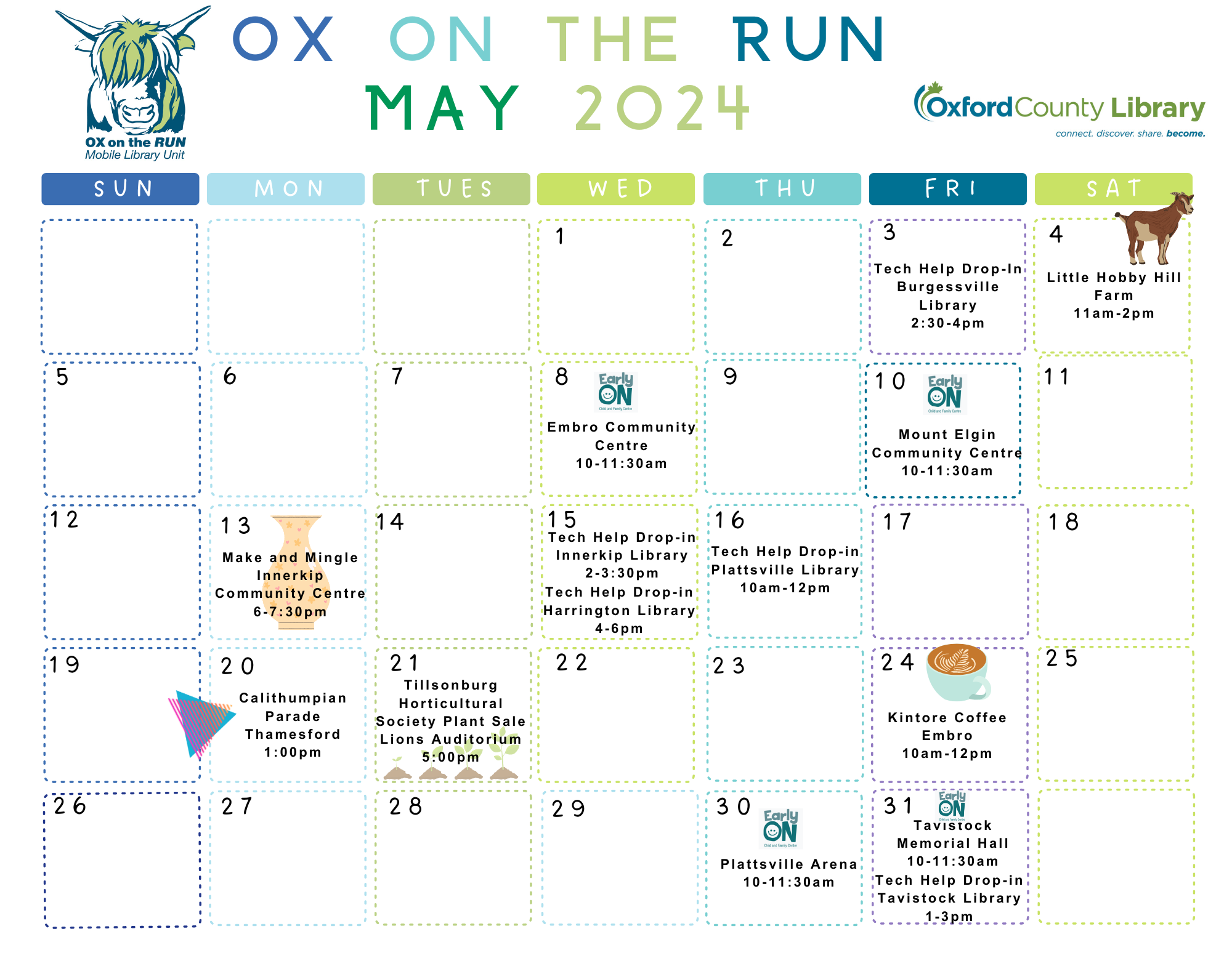 Ox on the Run May 2024 Calendar