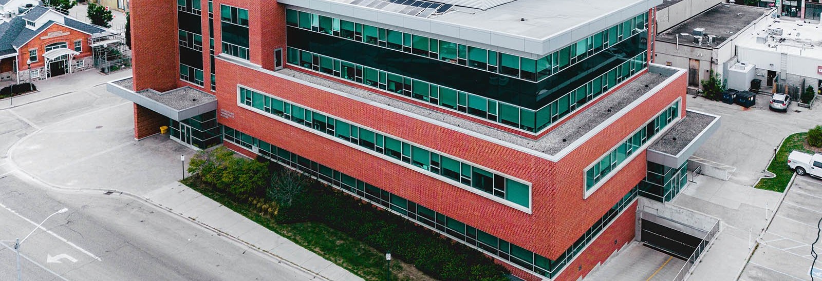 Aerial view of top of County Admin building