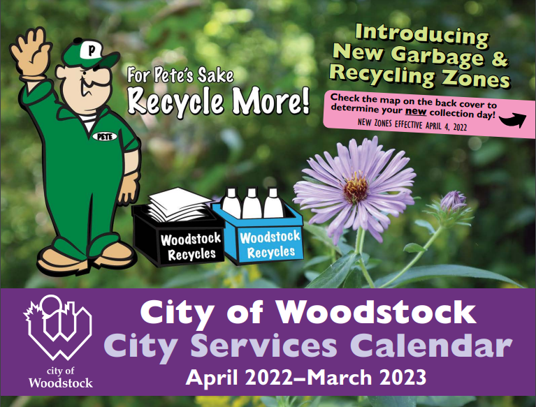 front cover of Woodstock waste calendar